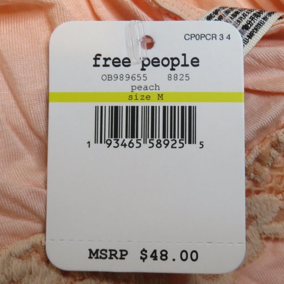 Free People Maddie Lace Trim Bralette Peach Size M Medium NWT New - Picture 3 of 3
